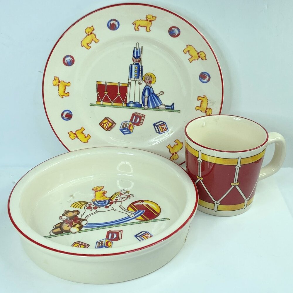 Tiffany & Co Mason's Ironstone 3-Piece Childs Dinnerware Cup plate Set 1990 A323